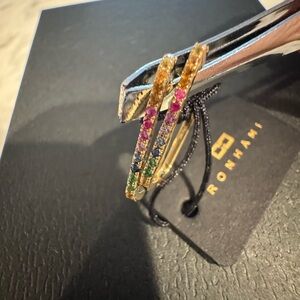 Ron hami 14k solid gold natural Multicolor natural sapphires paperclip earrings